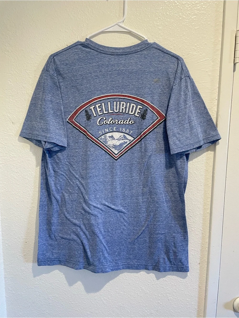 Stylemaster Telluride Colorado Mountain Ski Graphic Blue T Shirt Men Large